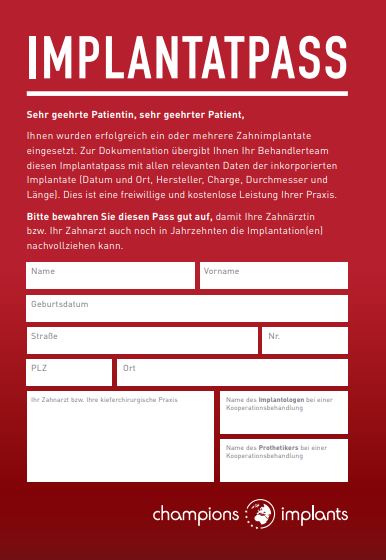 Implant Passport, german Implant Passport, german